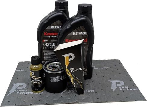Power Performance 15W-50 Synthetic Oil Change Kit for Kawasaki 49065-0724 (0734) and Fuel Treatment in Kuwait