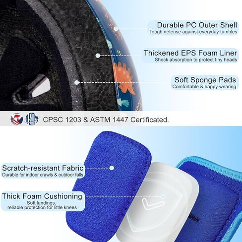 Toddler Helmet with Knee Pads and Elbow Pads Set for Kids Age 1-3, Adjustable Infant Baby Bike Helmet for Girls Boys for Balance Bike, Scooter, Bicycle in Saudi Arabia