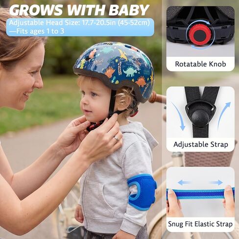 Toddler Helmet with Knee Pads and Elbow Pads Set for Kids Age 1-3, Adjustable Infant Baby Bike Helmet for Girls Boys for Balance Bike, Scooter, Bicycle in Saudi Arabia