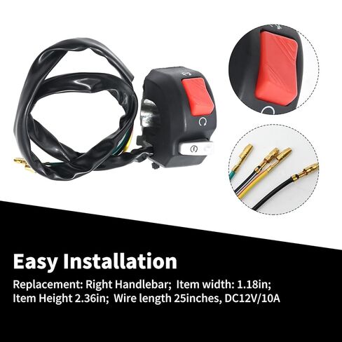 Saihisday 12V Motorcycle Handlebar Switch, 7/8″ Handle Bar On Off Push Button Switch, 22mm Handlebar Mount Headlight Fog Light Fit for Motorcycles, Electric Bike, ATVs, Scooters, Snowmobiles(Right) in Saudi Arabia