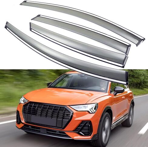 واقيات نافذة منحرفة للرياح من الشمس/المطر متوافقة مع 2019-2025 Audi Q3، درع واقي من الشمس، شريط على 4 قطع in Kuwait