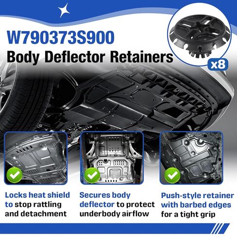 8 Pcs Body Deflector Retainers – Heat Shield Clips – Replacement Part W790373S900 – Anti-Rattle, Airflow Protection, Barbed Push-Type Grip in Saudi Arabia