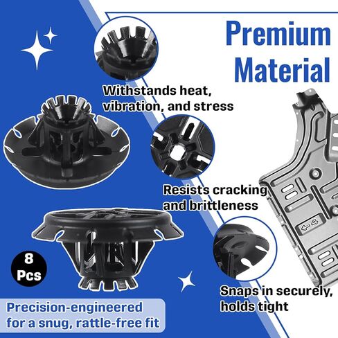 8 Pcs Body Deflector Retainers – Heat Shield Clips – Replacement Part W790373S900 – Anti-Rattle, Airflow Protection, Barbed Push-Type Grip in Saudi Arabia