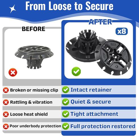 8 Pcs Body Deflector Retainers – Heat Shield Clips – Replacement Part W790373S900 – Anti-Rattle, Airflow Protection, Barbed Push-Type Grip in Saudi Arabia