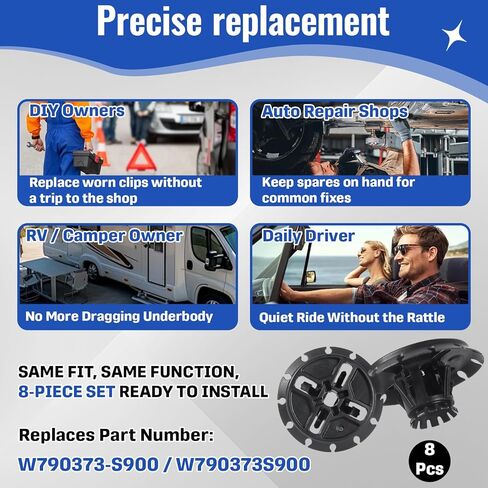 8 Pcs Body Deflector Retainers – Heat Shield Clips – Replacement Part W790373S900 – Anti-Rattle, Airflow Protection, Barbed Push-Type Grip in Saudi Arabia