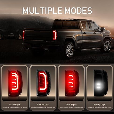Animated Starting Sequence LED Tail Light Assembly, Compatible for 2014-2018 Chevy Silverado 1500 2500HD 3500HD, 2016-2018 GMC Sierra 3500HD, Taillight Brake Lamp (Full Housing with Integrated Bulbs) in Saudi Arabia