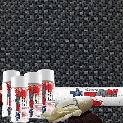 MyDipKit Hydro Dip Kit - Water Transfer Kit - Silver and Clear Carbon Fiber CF-623 in Saudi Arabia