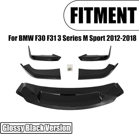 5 قطع MAD Style ممتص الصدمات الأمامي للشفاه الضباب الخفيف لسيارات BMW F30 F31 3 Series M Sport 2012-2018 إضافة إلى سبويلر ABS بلاستيك (أسود لامع) in Kuwait
