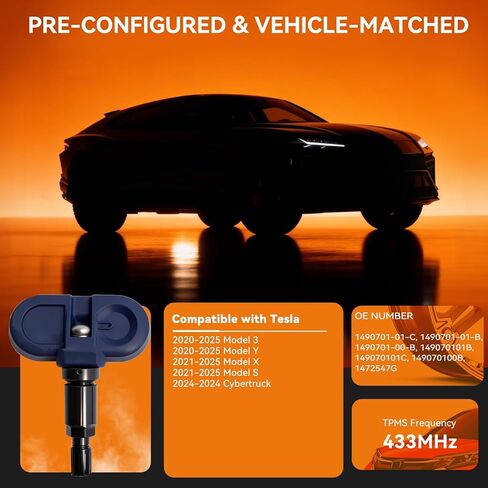 4PCS Pre-Programmed Tire Pressure Monitoring Sensor TPMS 1490701-01-C Fit for Tesla 2020-2025 Model 3 2020-2025 Model Y 2021-2025 Model X 2021-2025 Model S 2024-2024 Cybertruck, 149070101B in Saudi Arabia