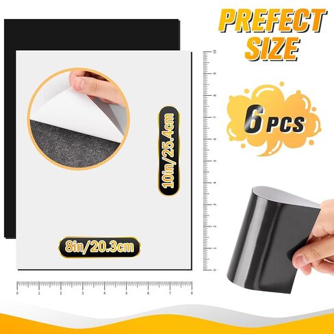 Grtard 8" x 10" Magnetic Sheets with Adhesive Backing, 6 Pack Flexible Magnet Sheets with Adhesive for Stickers, Strong Cuttable Magnetic Sheet for Crafts, Photos, DIY in Saudi Arabia