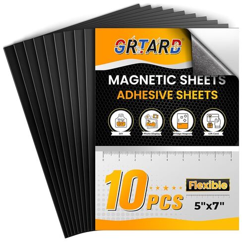 Grtard 8" x 10" Magnetic Sheets with Adhesive Backing, 6 Pack Flexible Magnet Sheets with Adhesive for Stickers, Strong Cuttable Magnetic Sheet for Crafts, Photos, DIY in Saudi Arabia