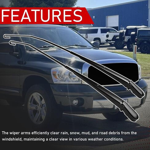 1 Pair Front Windshield Wiper Arm Compatible with 2005-2008 Dodge Ram 1500 2005-2009 Ram 2500 2005-2010 Ram 3500 2008-2010 Ram 4500 5500 Replaces 42896 55077132AC 42897 55077133AC in Kuwait