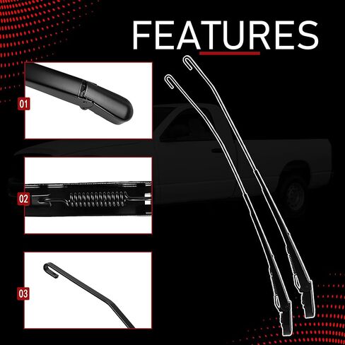 1 Pair Front Windshield Wiper Arm Compatible with 2005-2008 Dodge Ram 1500 2005-2009 Ram 2500 2005-2010 Ram 3500 2008-2010 Ram 4500 5500 Replaces 42896 55077132AC 42897 55077133AC in Kuwait