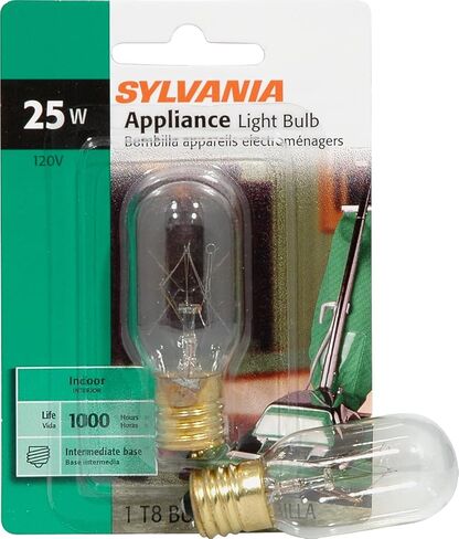 SYLVANIA 25W Appliance Tubular Incandescent T8 Bulb, 230 Lumens, Clear, 100 CRI, 2850K, Warm White - 1 Pack (18360) in Saudi Arabia