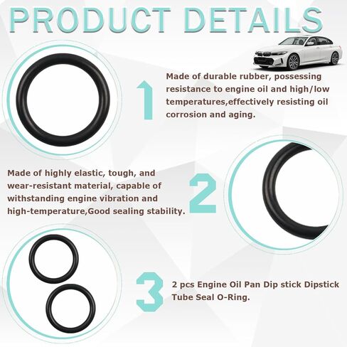 2 pcs Engine Oil Pan Dip stick Dipstick Tube Seal O-Ring, Engine Oil Dipstick Tube to Oil Pan (19.5 X 3 mm),compatible with E36-Convertible-323i-(1997 to 1999)E46-Convertible-323Ci-(2000 to 2000)etc. in Saudi Arabia
