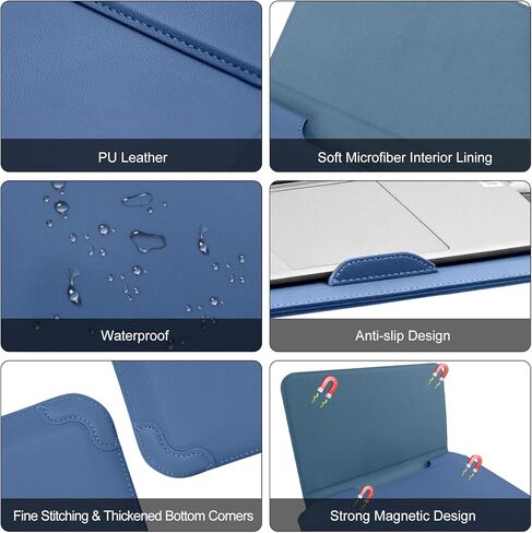 13-13.3-14 Inch Laptop Sleeve Case with Stand Feature Cover PU Leather Slim Bag for MacBook Pro 14" M5/M4/M3/M2/M1 & Pro/Max, MacBook Pro 13" M2/M1, MacBook Air 13" M5/M4/M3/M2/M1 (Blue) in Saudi Arabia