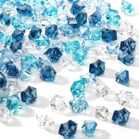 180PCS Blue Fake Ice Rocks for Vase Fillers, Acrylic Aquarium Rocks for Fish Tank Decor, Decorative Crushed Ice Gems for Wedding Centerpiece, Table Scatters & Floral Display in Kuwait