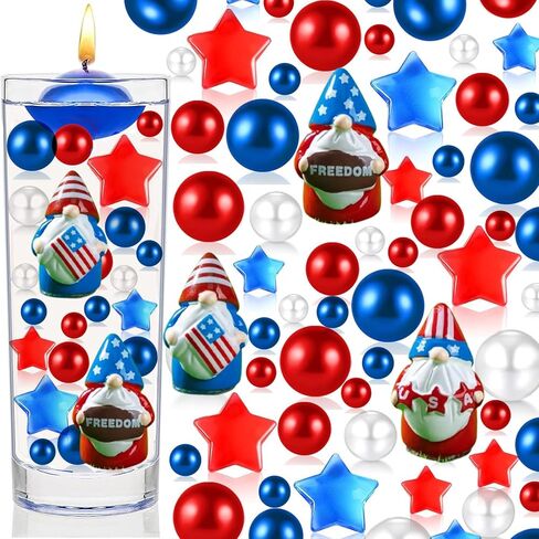 174Pieces Patriotic Vase Filler Independence Day, Red White and Blue Beads Dwarf Star Ornament Beads for Vase Candles, Centerpiece Decor, Home Table Decor (Colorful-A) in Saudi Arabia