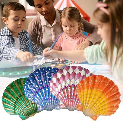 60PCS Large Scallop Shells for Crafts 4-4.3 inch Clam Shells for Decoupage Beach Natural White Seashells Bulk from Sea Beach for DIY Crafts Decorating Painting Crafting Home Wedding Decor in Saudi Arabia