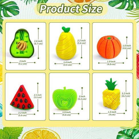 3D Printed Fidget Fruit Toy Set of 6, Sensory Stress Relief Toys for Adults, Pop It Pushable Sensory Toys with Apple Orange Avocado for Anxiety ADHD Focus​ in Saudi Arabia