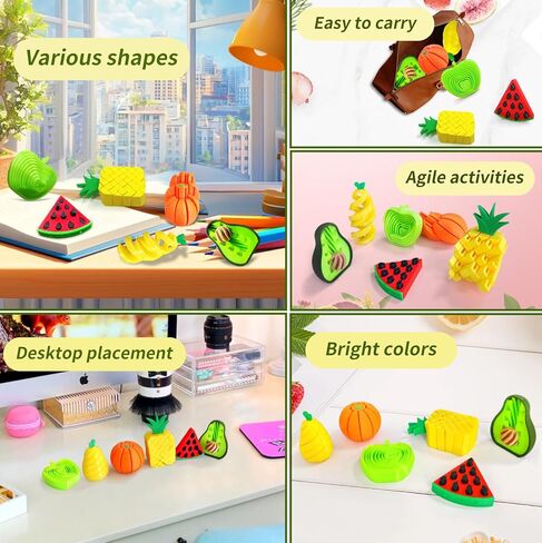 3D Printed Fidget Fruit Toy Set of 6, Sensory Stress Relief Toys for Adults, Pop It Pushable Sensory Toys with Apple Orange Avocado for Anxiety ADHD Focus​ in Saudi Arabia