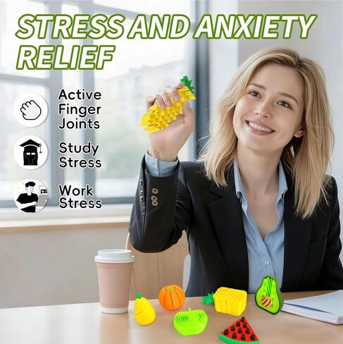 3D Printed Fidget Fruit Toy Set of 6, Sensory Stress Relief Toys for Adults, Pop It Pushable Sensory Toys with Apple Orange Avocado for Anxiety ADHD Focus​ in Saudi Arabia