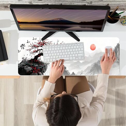 وسادة مكتب جلدية ذات مناظر طبيعية، لوحة ماوس فنية ملونة كبيرة للوحة مفاتيح الكمبيوتر ولوحة ماوس للألعاب وواقي سطح المكتب مقاوم للماء وغطاء، ديكور من جلد البولي يوريثان للكمبيوتر المحمول مقاس 10 × 25.6 بوصة C49 in Kuwait