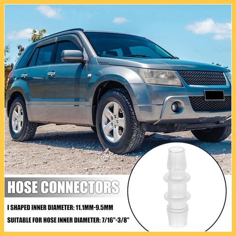 4 Pcs 7/16" to 3/8" I Shaped Hose Barb I Barbed Tube Pipe Fitting PP Translucent for Car Auto Replacement Parts in Kuwait