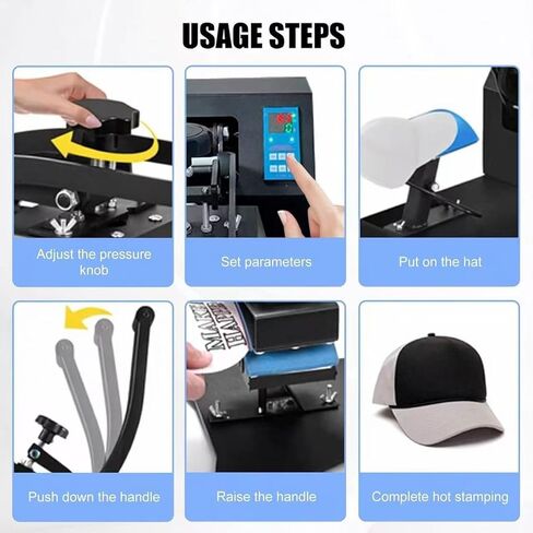 Hat Press Machine - Heat Press Machine for Caps, Dual Platens with Cap Stretcher, Precise Digital Temperature & Timer Control for Heat Transfer Vinyl and Sublimation in Kuwait