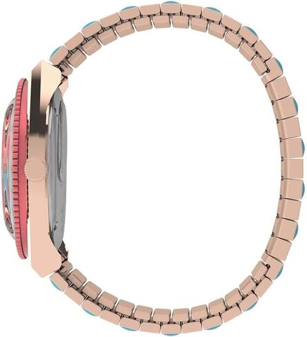 Timex Q Malibu Women's 36mm Watch – Gold-Tone Case Black Dial with Orange & Gold-Tone Stainless Steel Expansion Band in Saudi Arabia