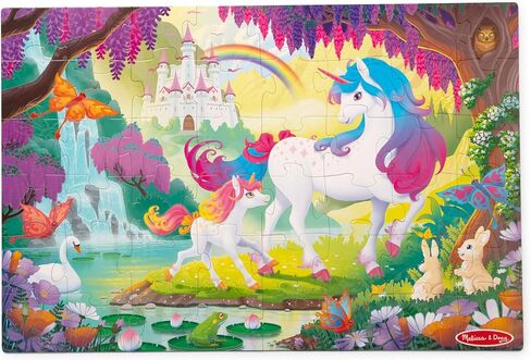 Melissa & Doug Glow-in-The-Dark Unicorn Jumbo Floor Puzzle, 48-Piece Jigsaw Puzzle with Hidden Details, Kids Puzzles for Girls & Boys Ages 4 and Up - FSC Certified in Saudi Arabia