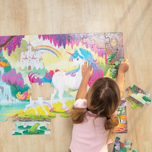 Melissa & Doug Glow-in-The-Dark Unicorn Jumbo Floor Puzzle, 48-Piece Jigsaw Puzzle with Hidden Details, Kids Puzzles for Girls & Boys Ages 4 and Up - FSC Certified in Saudi Arabia
