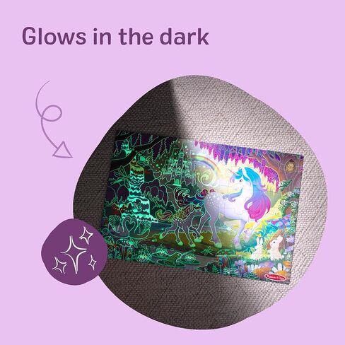 Melissa & Doug Glow-in-The-Dark Unicorn Jumbo Floor Puzzle, 48-Piece Jigsaw Puzzle with Hidden Details, Kids Puzzles for Girls & Boys Ages 4 and Up - FSC Certified in Saudi Arabia
