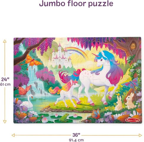 Melissa & Doug Glow-in-The-Dark Unicorn Jumbo Floor Puzzle, 48-Piece Jigsaw Puzzle with Hidden Details, Kids Puzzles for Girls & Boys Ages 4 and Up - FSC Certified in Saudi Arabia