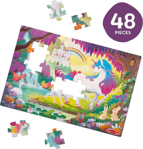 Melissa & Doug Glow-in-The-Dark Unicorn Jumbo Floor Puzzle, 48-Piece Jigsaw Puzzle with Hidden Details, Kids Puzzles for Girls & Boys Ages 4 and Up - FSC Certified in Saudi Arabia