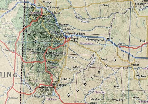 North & South Dakota Physical Map - 16.5 x 17.5 Inches - Paper Laminated in Saudi Arabia