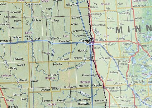 North & South Dakota Physical Map - 16.5 x 17.5 Inches - Paper Laminated in Saudi Arabia