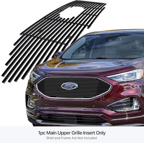APS قسط الفولاذ المقاوم للصدأ الأسود 8x6 أفقي البليت مصبغة شواء إدراج متوافق مع Ford Edge 19 20 21 22 الرئيسي العلوي N19-J59256F in Kuwait