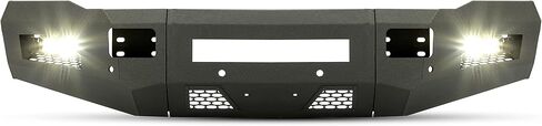 KUAFU Front Bumper Compatible with 2010 2011 2012 2013 2014 2015 2016 2017 2018 Dodge Ram 2500 3500 W/18W LED Lights Mesh Design Retains Factory Tow Hooks Steel Powder Coated Black (2 Package) in Kuwait