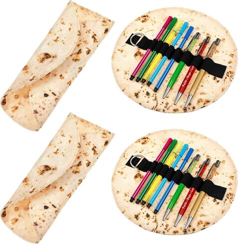 Seajan 4 Pcs Tortilla Pencil Case Funny Pencil Case Holder Burrito Gifts for Office Accessories Makeup Bag Supplies Useful Mexican Gifts in Kuwait
