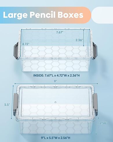 BiuLeon 8 Pack Large Pencil Box Set, Plastic Clear Pencil Case Marker Organizer, Crayon Box Craft Organizers, Stackable Storage Containers with Lid for Pen, Art and Craft Supplies(Grey) in Saudi Arabia