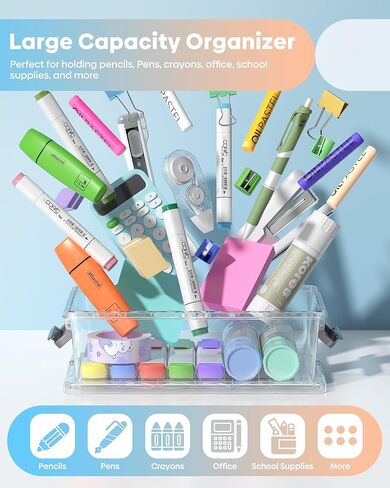 BiuLeon 8 Pack Large Pencil Box Set, Plastic Clear Pencil Case Marker Organizer, Crayon Box Craft Organizers, Stackable Storage Containers with Lid for Pen, Art and Craft Supplies(Grey) in Saudi Arabia