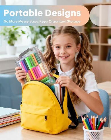BiuLeon 8 Pack Large Pencil Box Set, Plastic Clear Pencil Case Marker Organizer, Crayon Box Craft Organizers, Stackable Storage Containers with Lid for Pen, Art and Craft Supplies(Grey) in Saudi Arabia