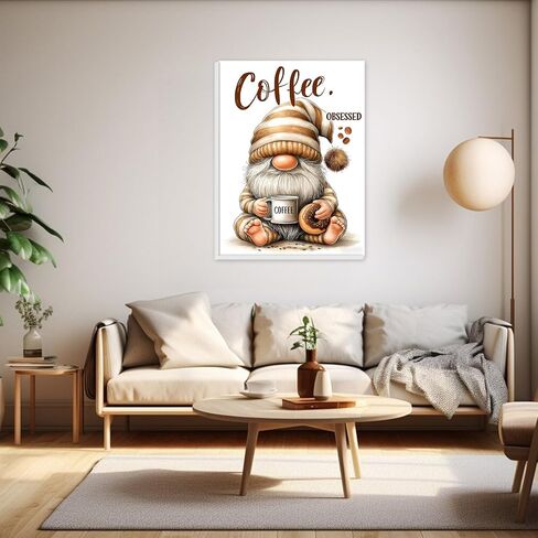 HEIBAGO Coffee Gnome Framed Paint by Numbers Kit for Adults, Paint by Numbers for Adults, Adult Paint by Number Kits on Canvas, DIY Painting by Numbers for Gift Home Wall Decor 8 x 12 Inch in Saudi Arabia