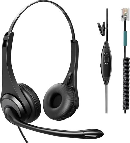 Phone Headsets for Office Phones - Corded Telephone Headset w/Noise Canceling Mic, Headset for Phones Landline Office Compatible with Polycom Plantronics Nortel Toshiba Mitel ShoreTel Deskphones etc in Saudi Arabia