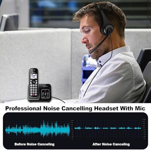 Phone Headsets for Office Phones - Corded Telephone Headset w/Noise Canceling Mic, Headset for Phones Landline Office Compatible with Polycom Plantronics Nortel Toshiba Mitel ShoreTel Deskphones etc in Saudi Arabia