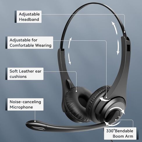 Phone Headsets for Office Phones - Corded Telephone Headset w/Noise Canceling Mic, Headset for Phones Landline Office Compatible with Polycom Plantronics Nortel Toshiba Mitel ShoreTel Deskphones etc in Saudi Arabia