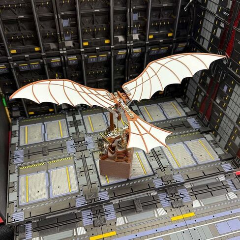 Da Vinci Flapping Wing Model 3D DIY Gear-Driven Model Kit, Using A Classical Mechanical Winding Structure Instead of Batteries, Collectible Display Creative Gift (243PCS) in Saudi Arabia