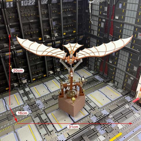 Da Vinci Flapping Wing Model 3D DIY Gear-Driven Model Kit, Using A Classical Mechanical Winding Structure Instead of Batteries, Collectible Display Creative Gift (243PCS) in Saudi Arabia