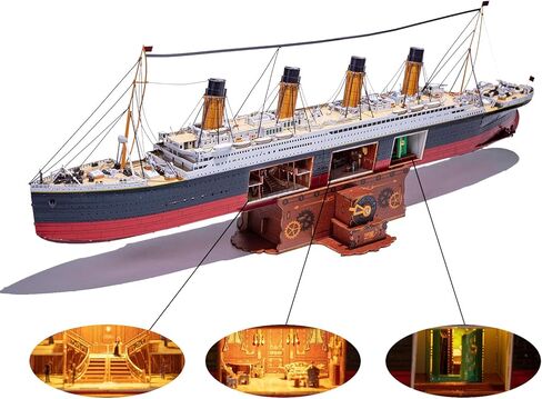 MU 3D Metal Puzzle for Adult Titanic Ship Model Building with LED Lighting, RMS Titanic Ocean Liner Metal Puzzle Model Kits Toys, Watercraft Home Desk Decor, 581pcs in Saudi Arabia